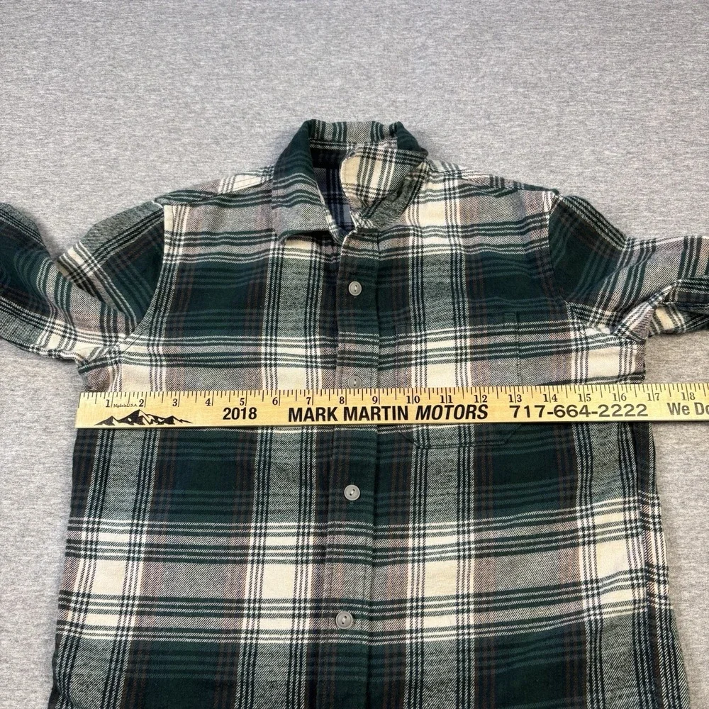 Gap Kids Medium (8) Dark Green Plaid Flannel Shirt Long Sleeve Boys Light Weight